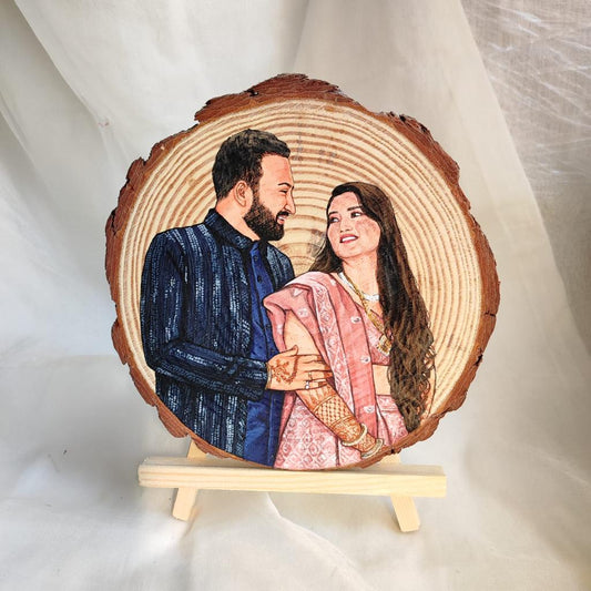 Double Delight Artistic Hand Painting on 8 Inch Wooden Slice