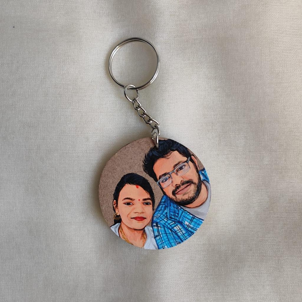 Brushstrokes of Love: Personalized Hand-Painted Keychain for Couples