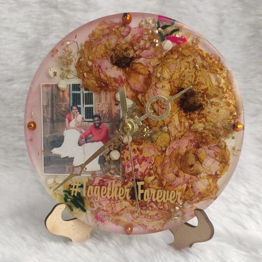 Time Stands Still: Resin Clock with Varmala Preservation and Couples Picture