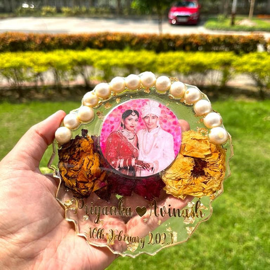 Opulent Memories: Varmala Preserved Frame with Pearl Embellishments