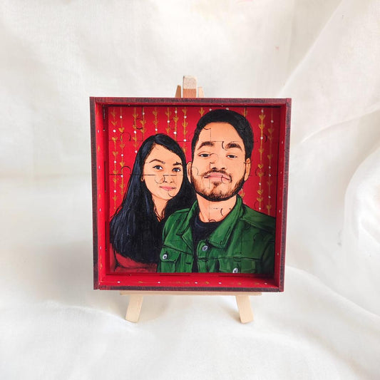 Piece of Our Story: 4 Inches Hand-Painted Couple Puzzle Keepsake - 25 Pieces