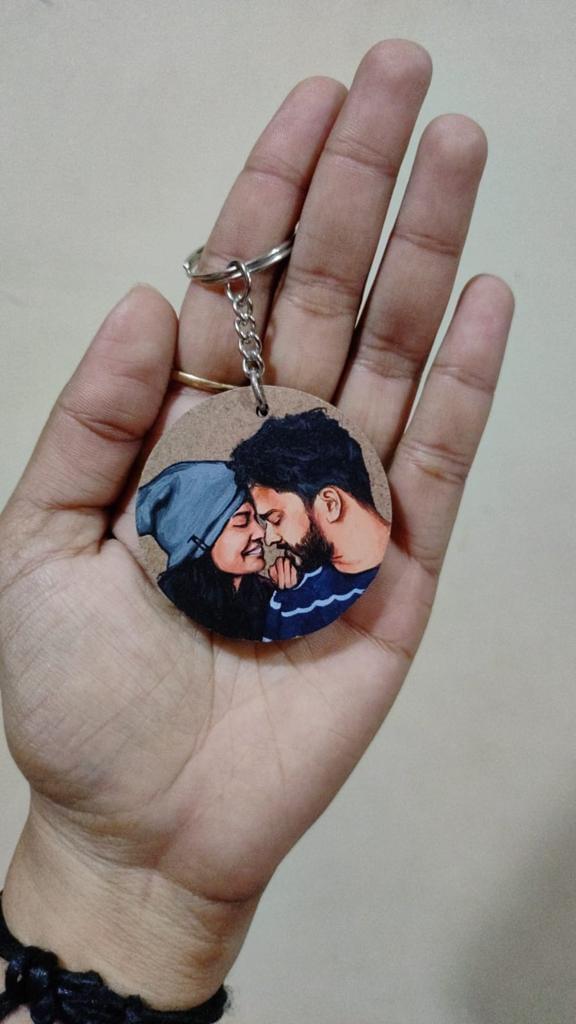 Brushstrokes of Love: Personalized Hand-Painted Keychain for Couples