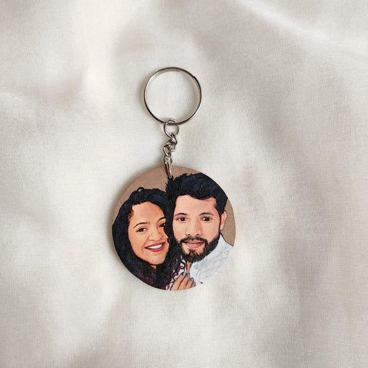 Brushstrokes of Love: Personalized Hand-Painted Keychain for Couples