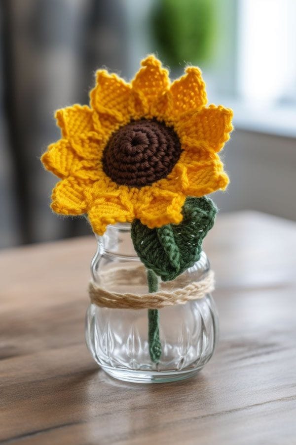 Intricate Petals: Mini Crochet Sunflowers