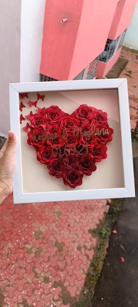 Whispers of Romance: Floral Heart Shadow Box Frame