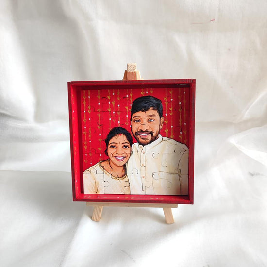 Piece of Our Story: 4 Inches Hand-Painted Couple Puzzle Keepsake - 25 Pieces