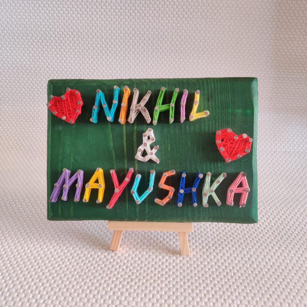 Spectrum of Love: Colorful Couple Name String Art