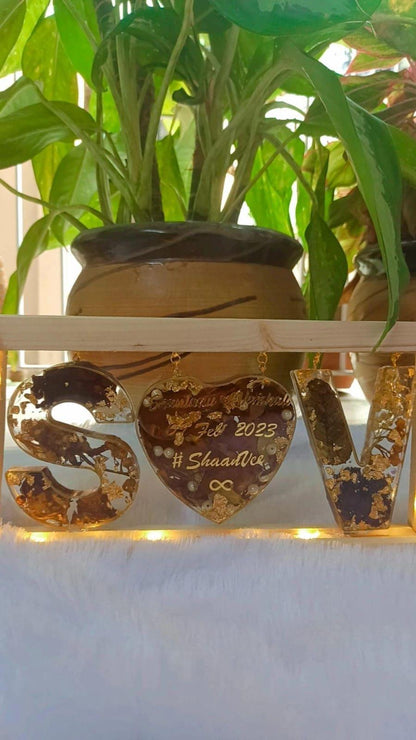 Bespoke Couple Initials Heart Flower Preservation