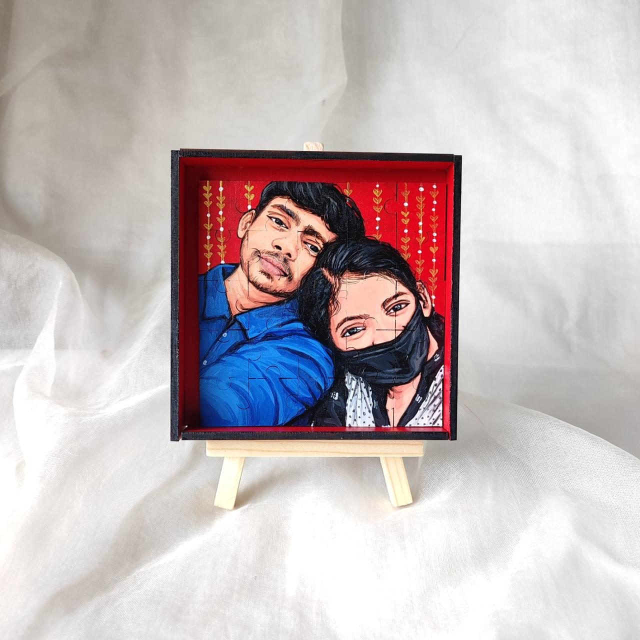Personalized Square Puzzle with Hand-Painted Pieces