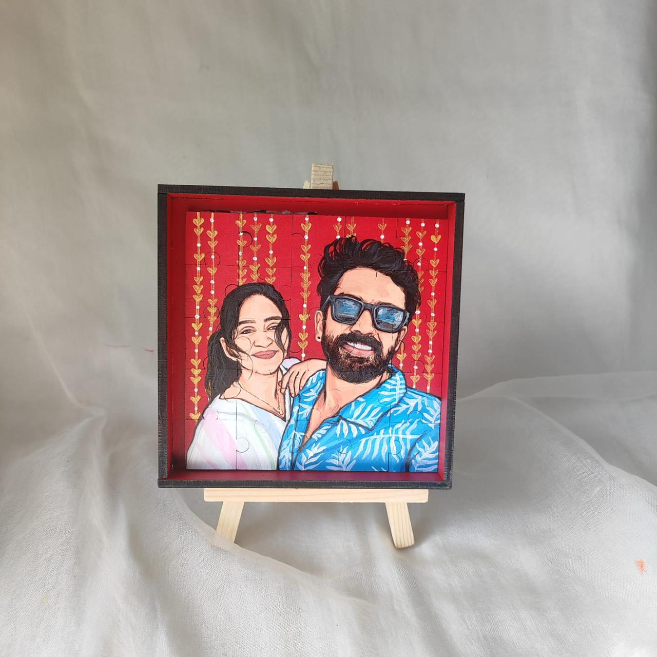 Personalized Square Puzzle with Hand-Painted Pieces