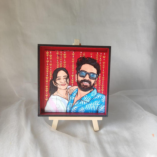 Personalized Square Puzzle with Hand-Painted Pieces