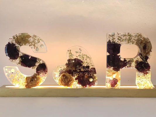 Personalized Floral Resin Keepsake Letters