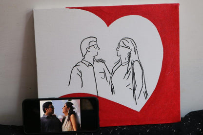 Heartfelt Lines: Personalized Couple Line Art Canvas
