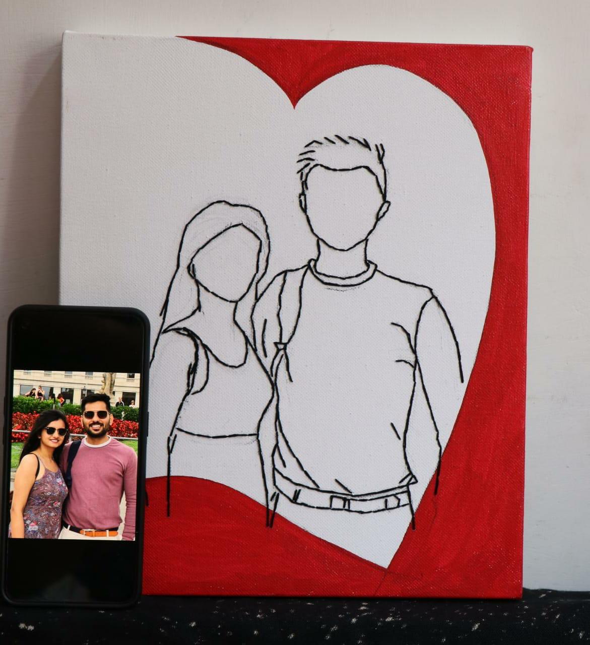 Heartfelt Lines: Personalized Couple Line Art Canvas