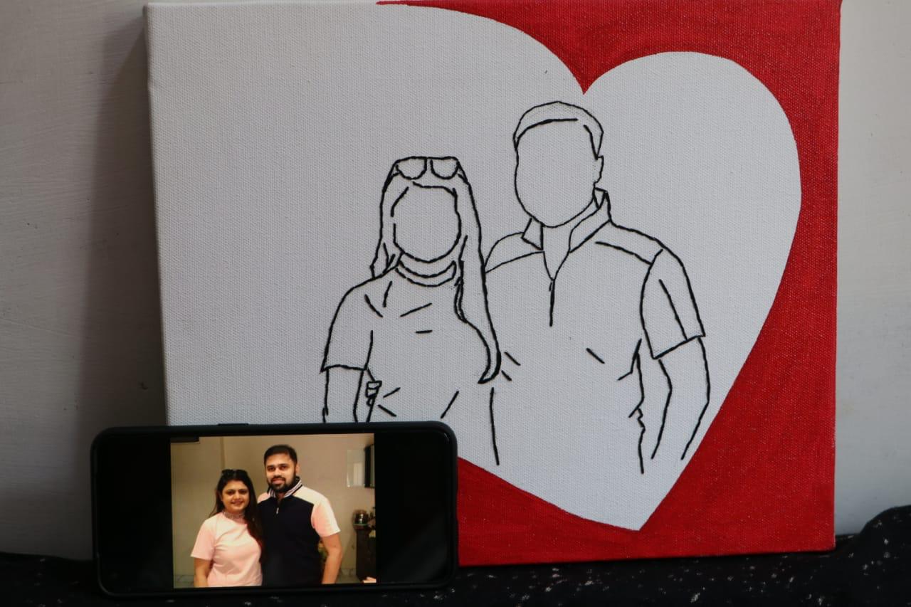 Heartfelt Lines: Personalized Couple Line Art Canvas