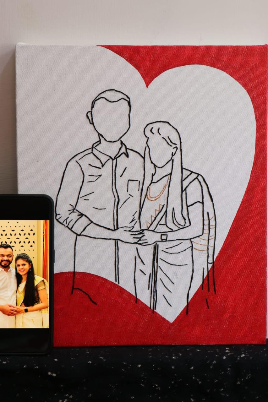 Heartfelt Lines: Personalized Couple Line Art Canvas