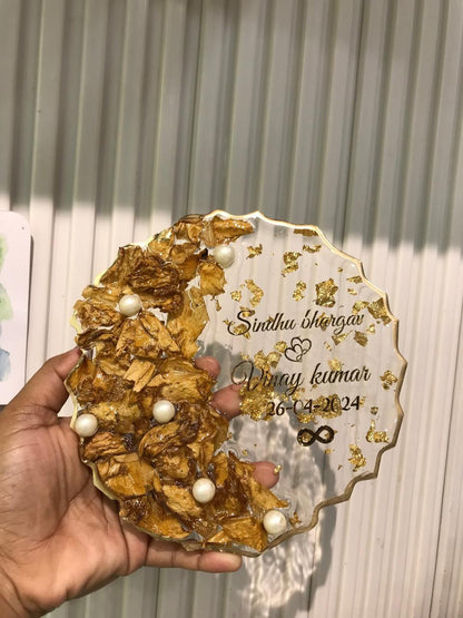 Sindhu &amp; Vinay Wedding Date Resin Keepsake