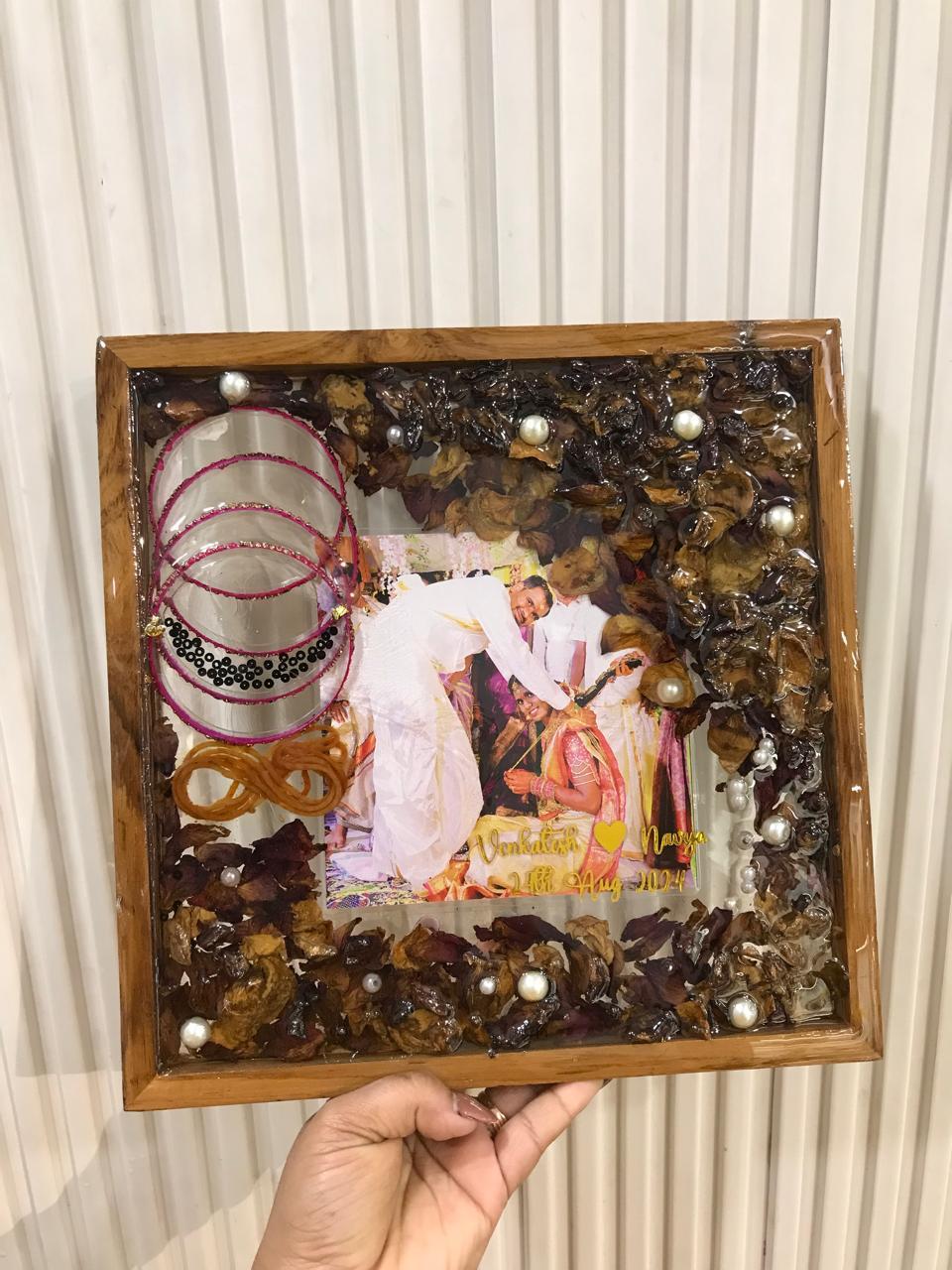 Venkatesh & Navya Wedding Garland & Bangle Preservation Frame