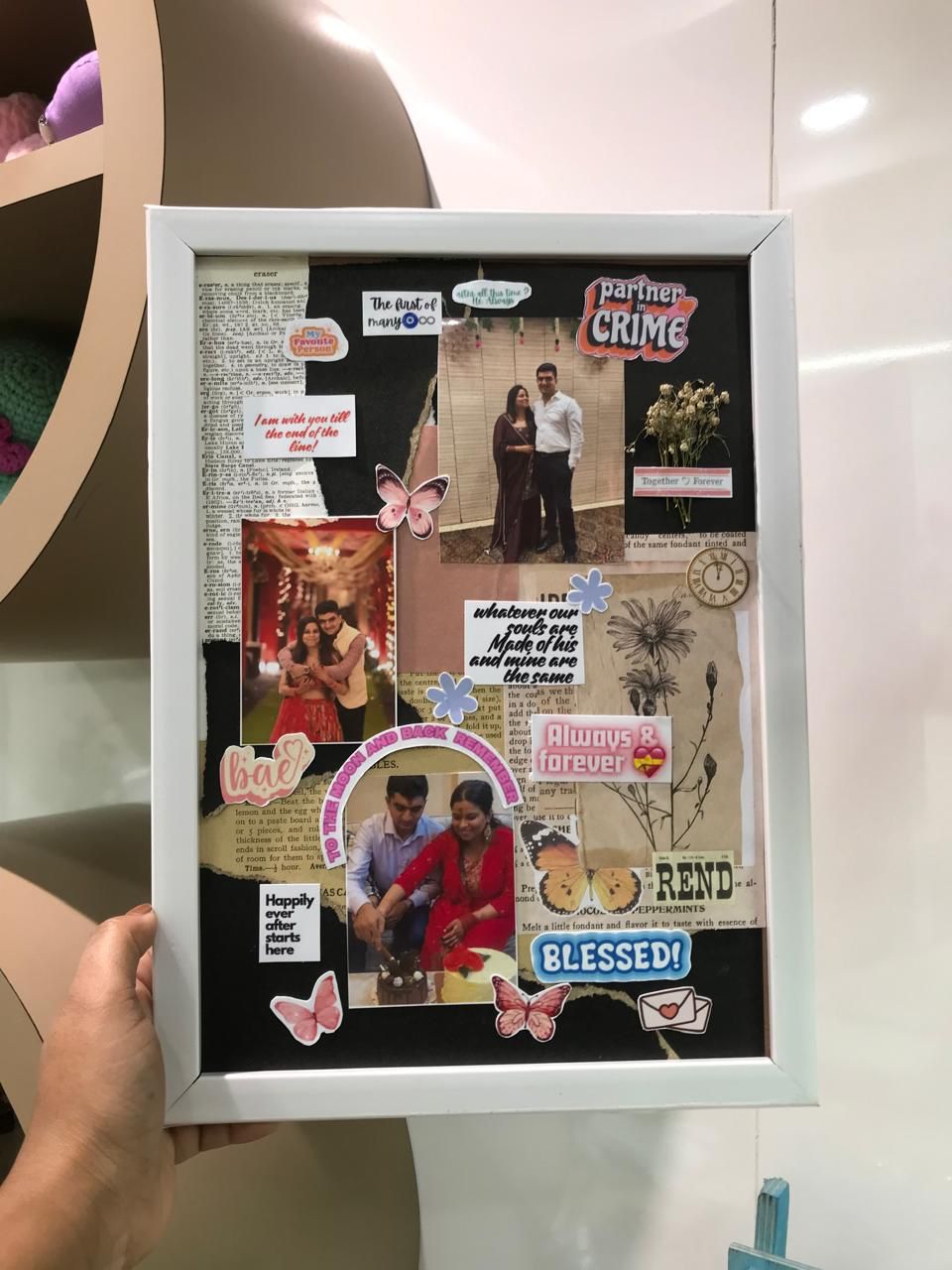 Personalized Shadow Box Photo Collage Frame with Stickers &amp; Messages