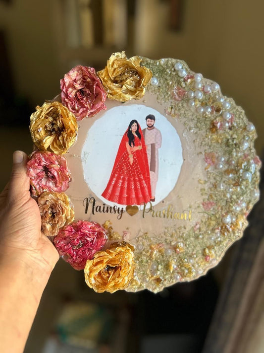 Personalized Resin Plaque with Photo &amp; Preserved Flowers