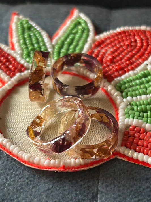 Handmade Resin Rings with Preserved Flowers