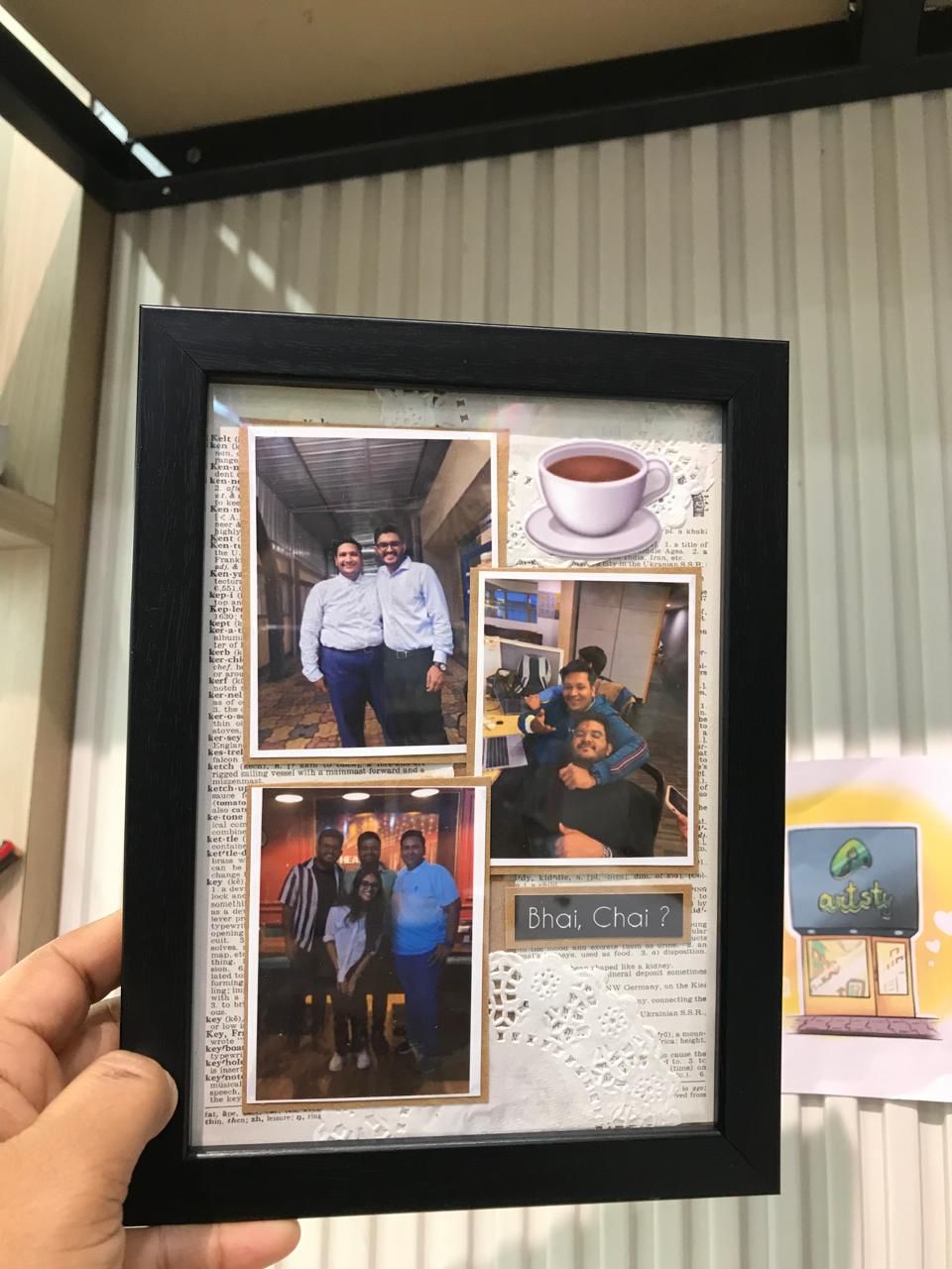 Personalized Shadow Box Photo Frame with Paper Cutouts &amp; Message