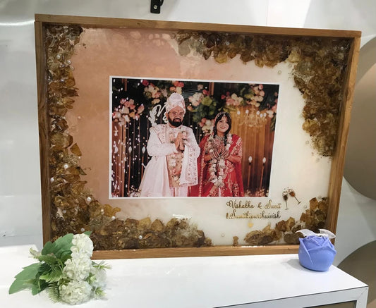 Personalized Resin Photo Frame with Preserved Flowers