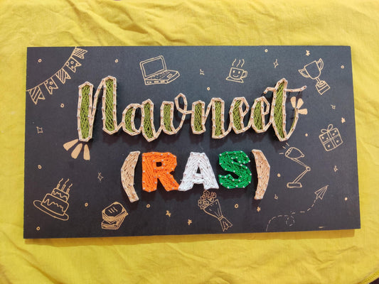 Custom String Art Name Plaque with Acronym and Hand-Drawn Designs