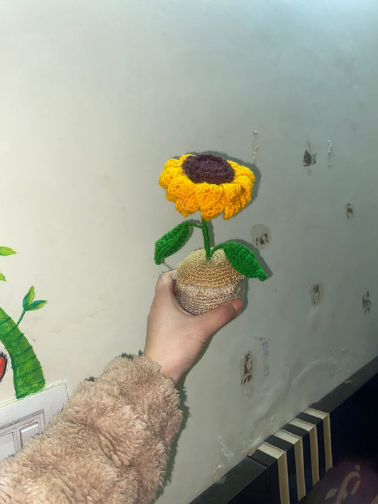 Handmade Crocheted Potted Sunflower
