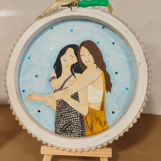 Besties Forever Hand Cut Silhouette Portraits hoop art