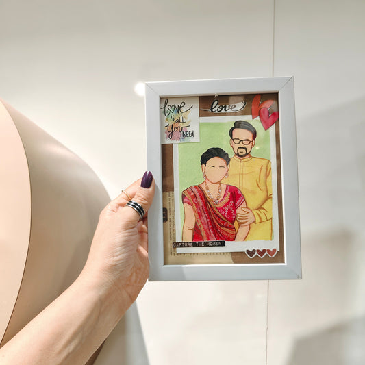 Hand Painted Couple Picture Wooden Frame