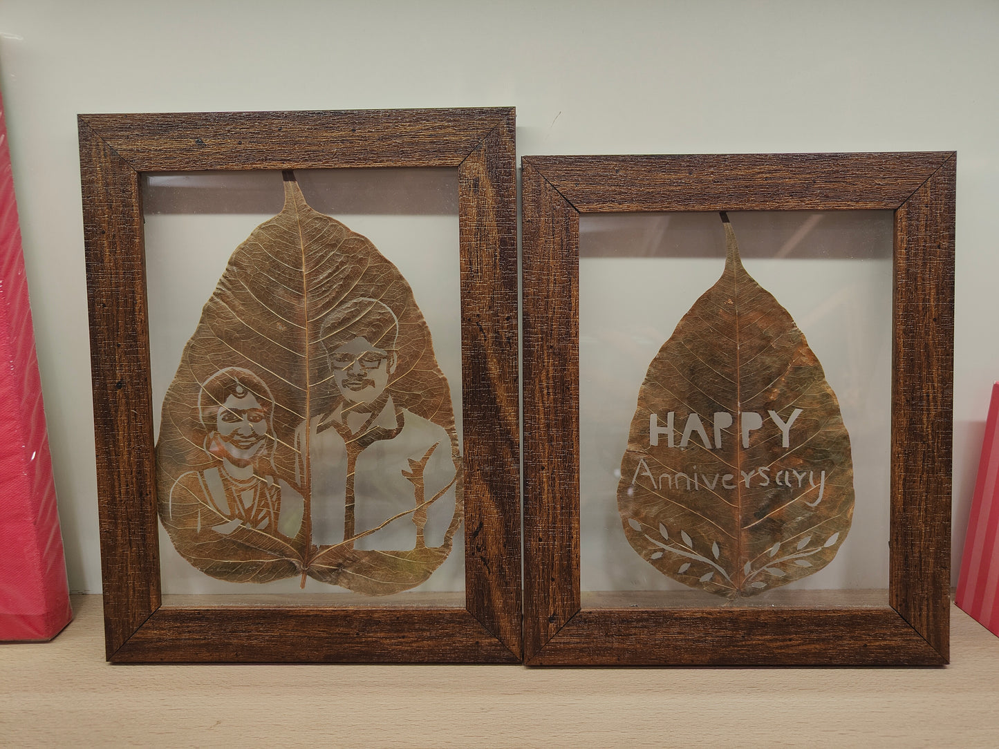 Customized Leaf Art Portrait With Table Top Frame