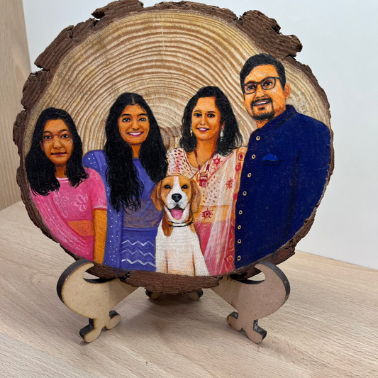 Together in Love portrait in Wood