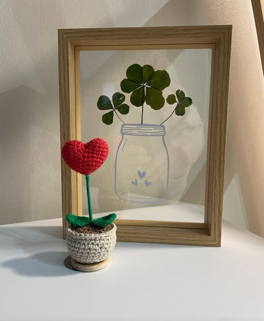 Heart crochet Flower with Pot