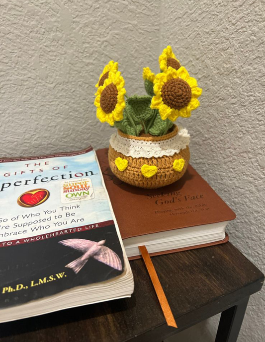 Sunflower Wool Pot Plant , crochet flower