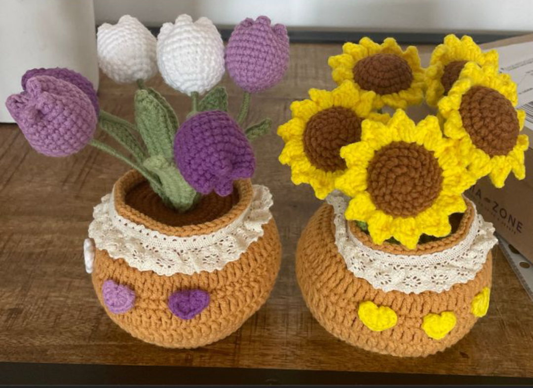 Crochets Flower tulips and sunflower