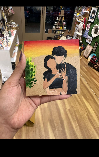 Personalized Hand-Painted Couple Portrait