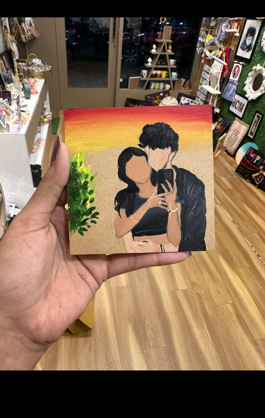 Personalized Hand-Painted Couple Portrait