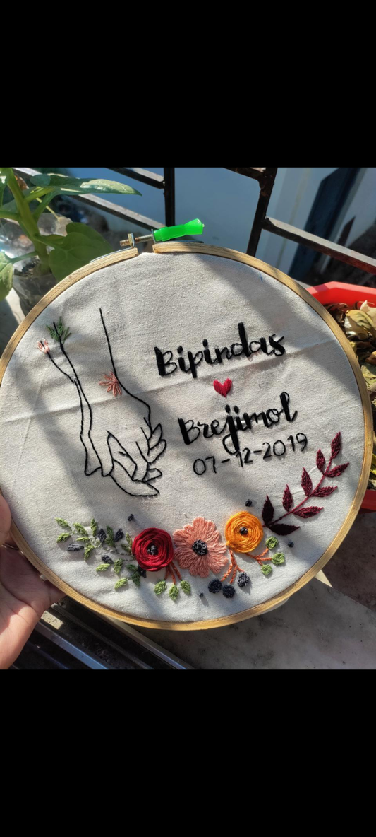 Personalized Embroidered Couple's Names and Date Hoop