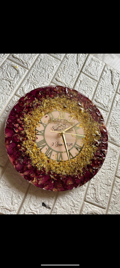 Crimson & Gold Date resin Clock