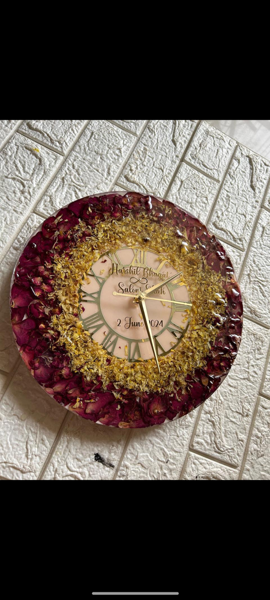 Crimson & Gold Date resin Clock