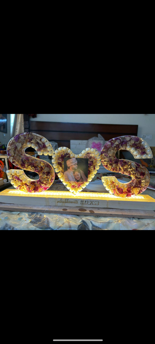 Initials of Love" Illuminated Resin Set