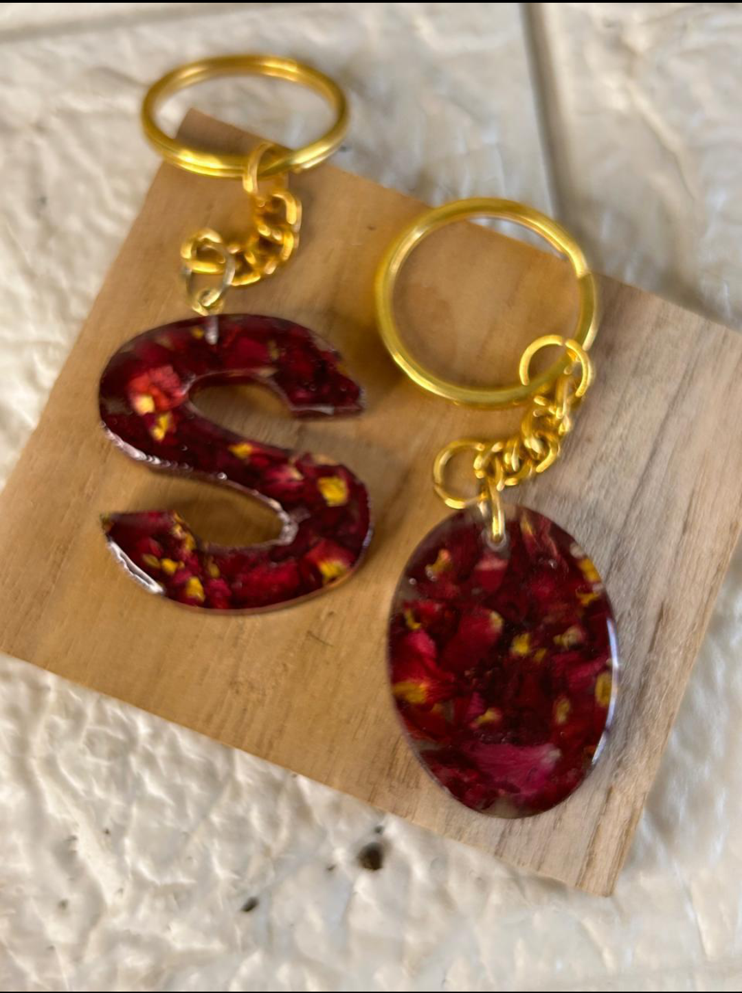 Crimson Oval Keychain Set
