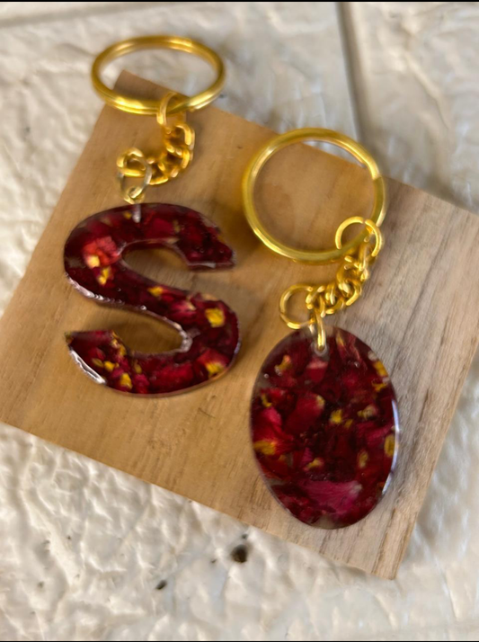 Crimson Oval Keychain Set