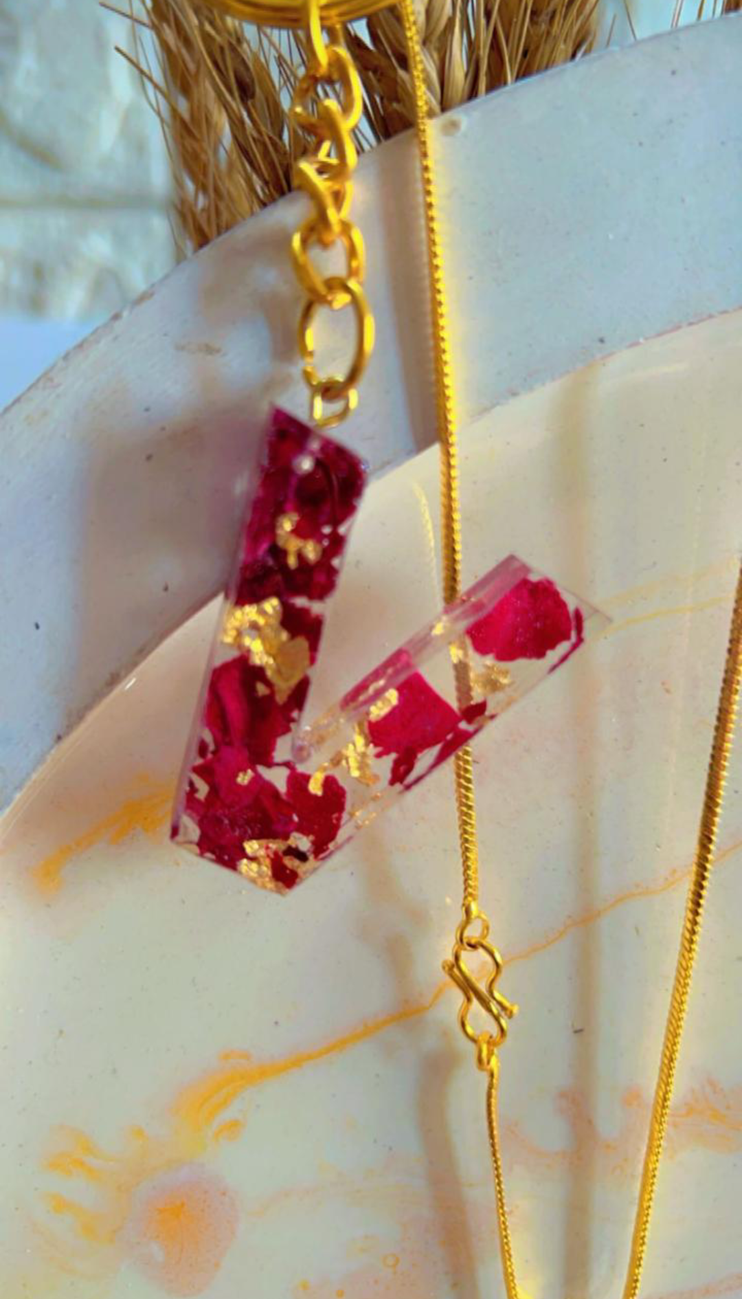 Crimson Heart Resin Pendant Necklace