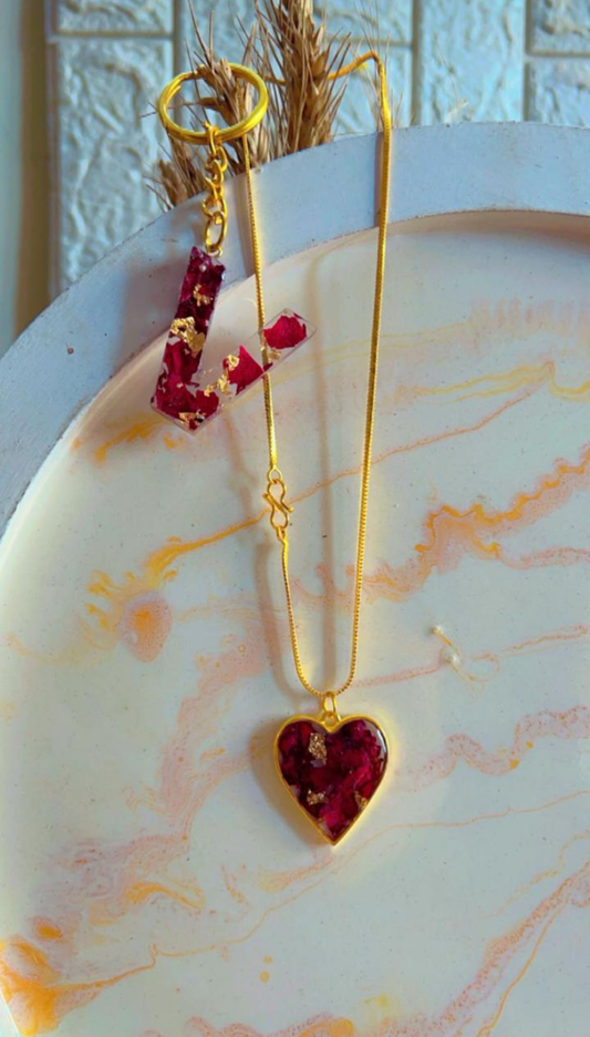 Crimson Heart Resin Pendant Necklace