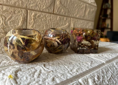 Botanical Bloom" Resin Votives