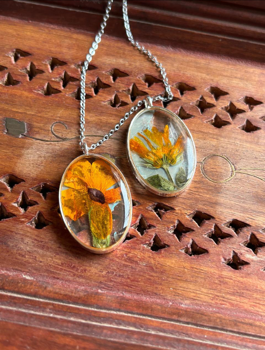 Sunburst Bloom" Resin Pendants