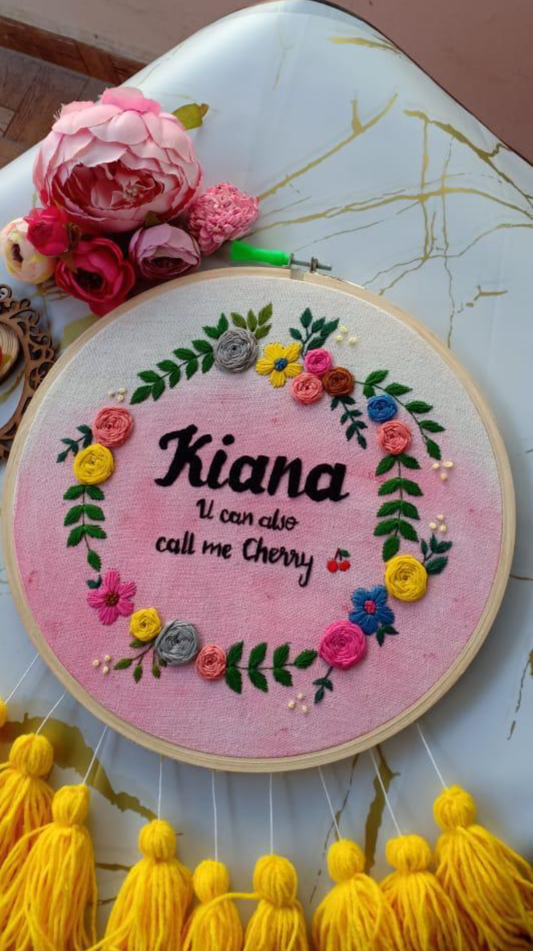 Cherry Blossom Hoop Art