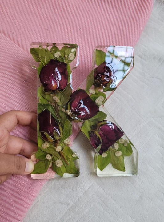 Floral Letter K Resin Keepsake